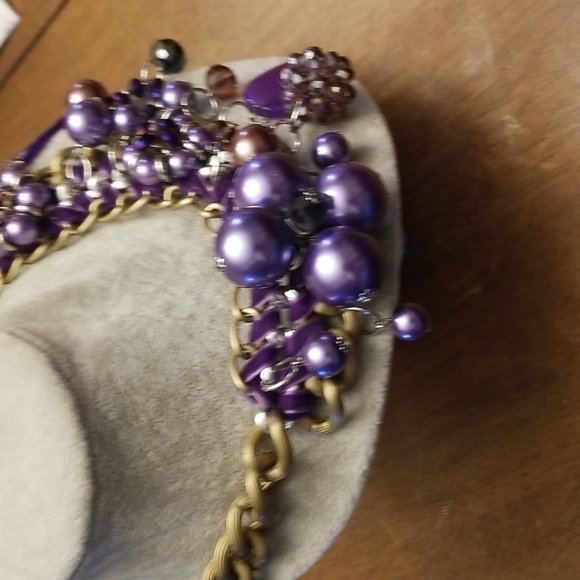 Gorgeous Bold, Large golden and purple statement necklace - Picture 6 of 8